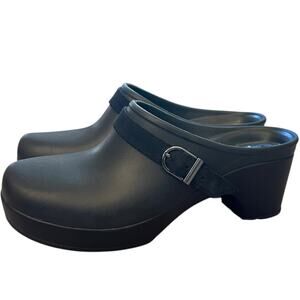 Crocs Sarah Mule Black Heeled Clog Comfort Slip-On Office Career Travel Commute